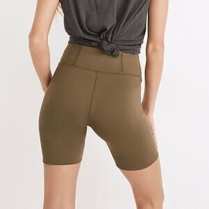 Madewell MWL Form army green High-Rise 7" Biker Shorts